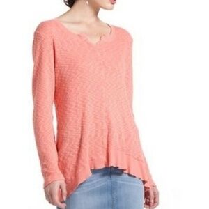 Anthopologie Left of Center Asymmetrical Marled Knit Swing Top Pink Size XS